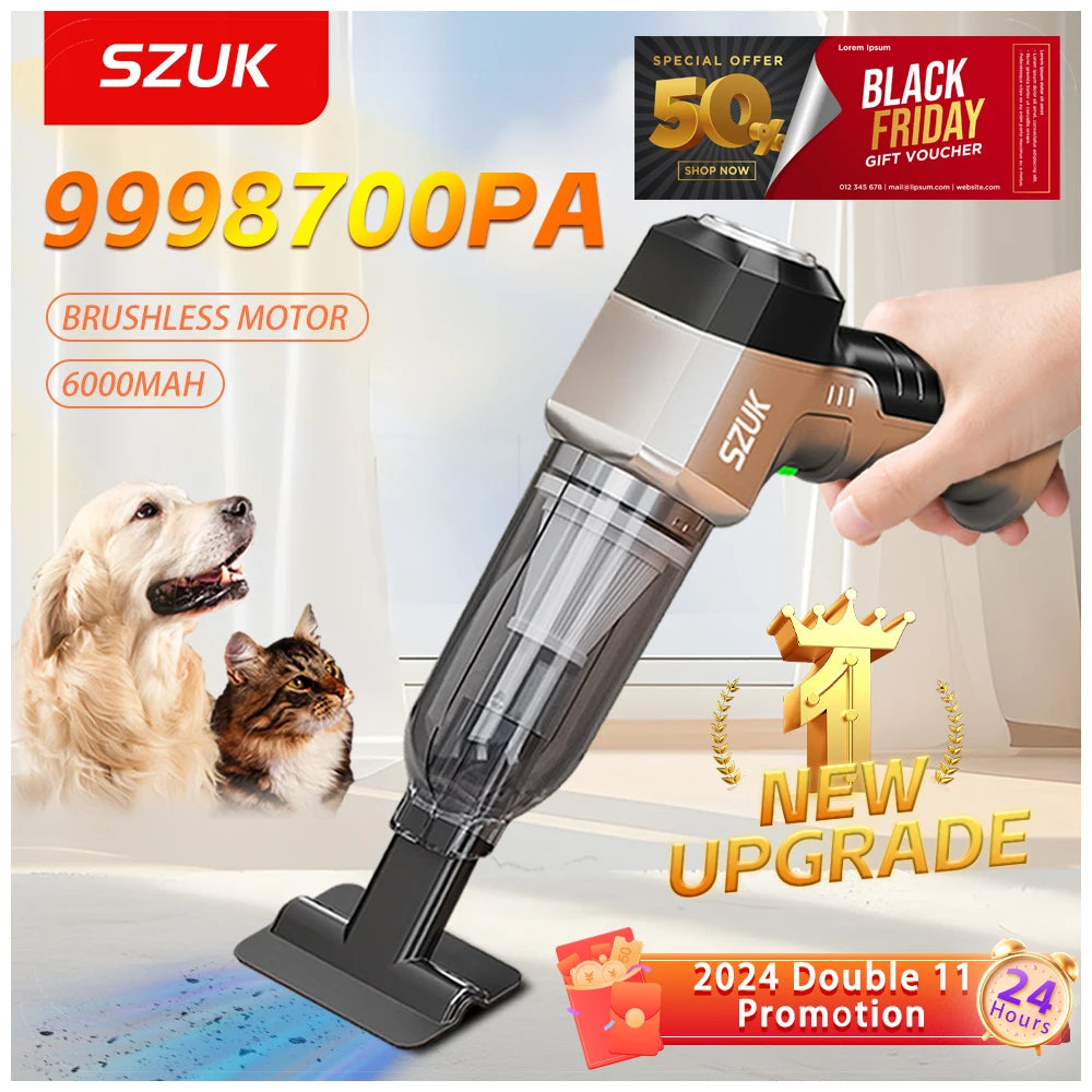 SZUK NEW C017MAX Car Vacuum Cleaner Portable Handheld Mini Vacuum Cleaner Wireless Strong Suction Car Cleaner Cleaning Machine