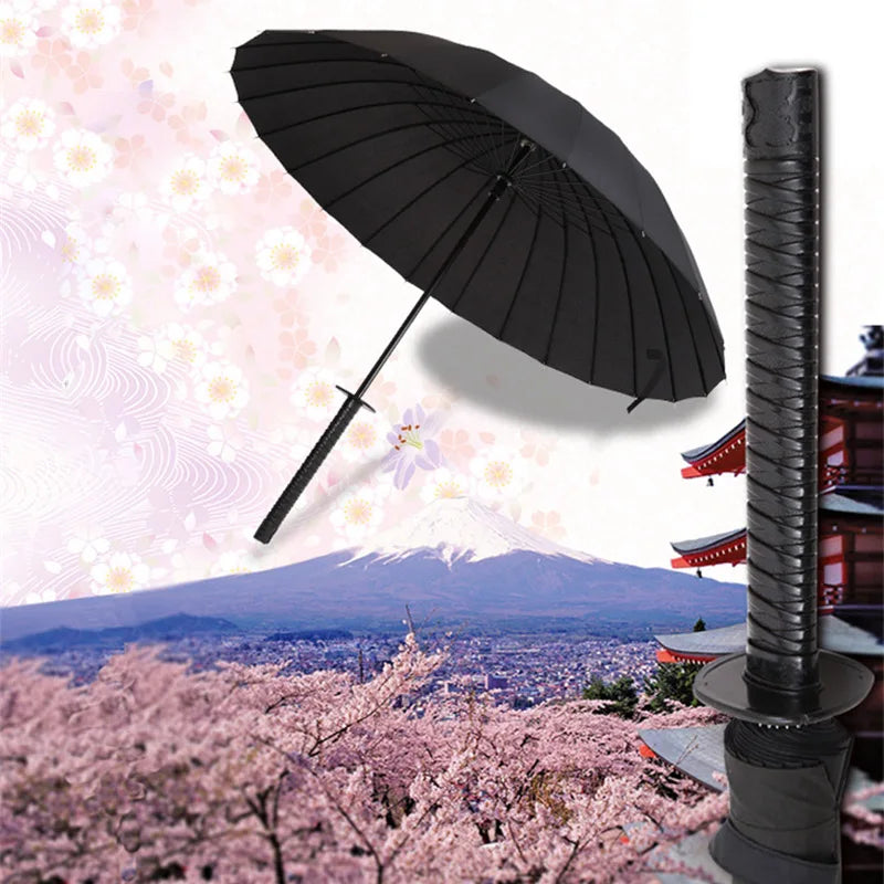 Creative Long Handle Large Windproof Samurai Sword Umbrella Japanese Ninja-like Sun Rain Straight Umbrellas Automatic Open