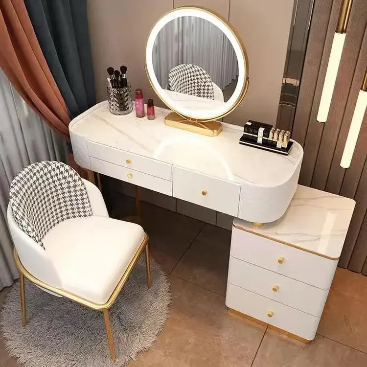 Nordic Makeup Vanity Table With Mirror Dressing Table Dressers For Bedroom Dresser Light Luxury Vanity Desk Bedroom Furniture