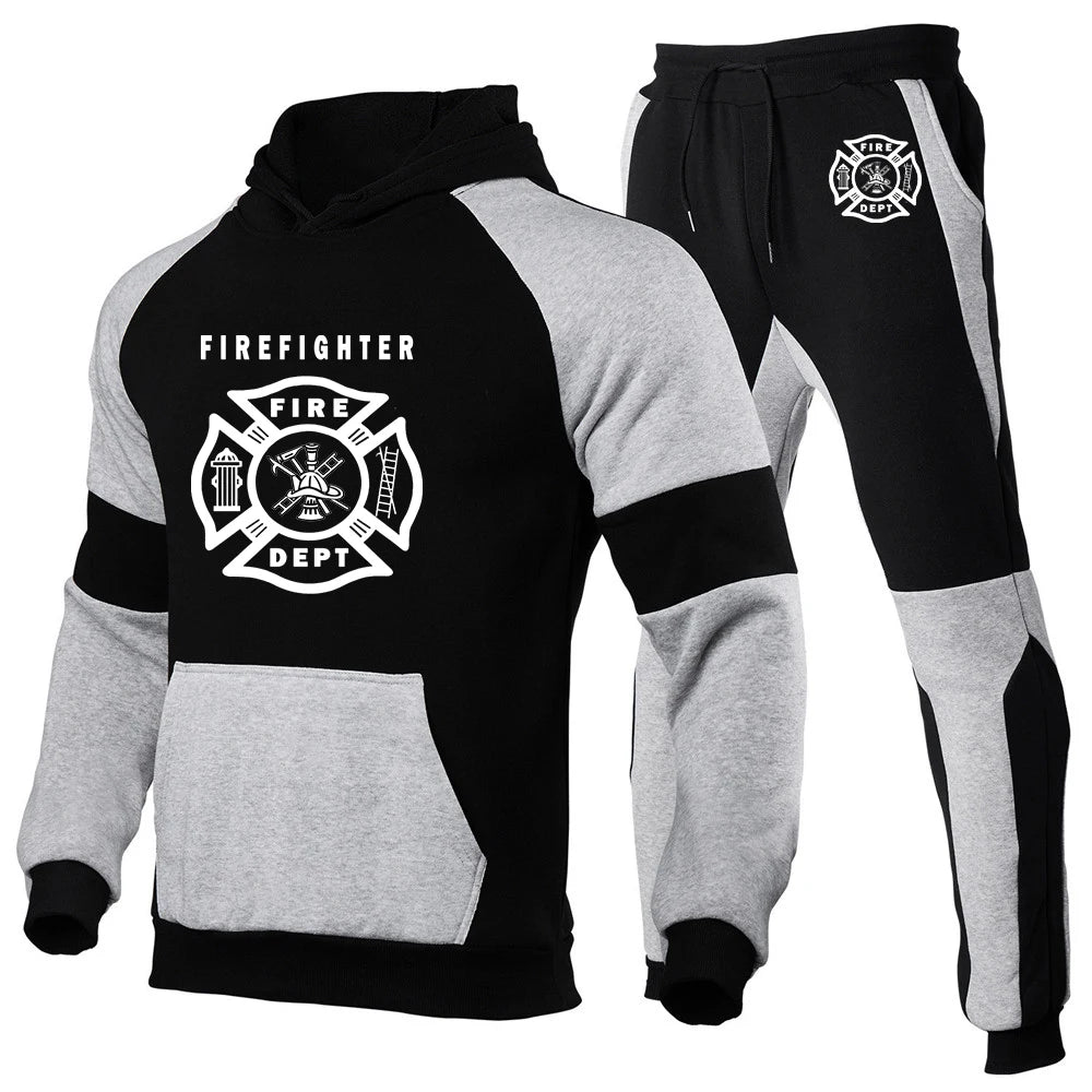 2024 Firefighter Rescue Team New Men Spring and Autumn Comfortable Casual Sports 2-piece Set Long Sleeve Trendy Brand Suit