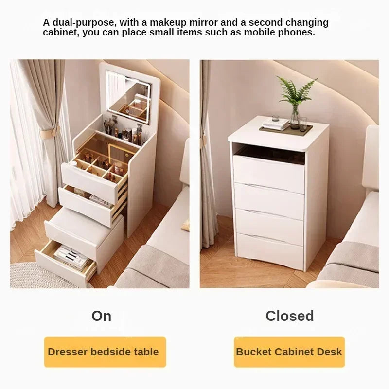 New Internet Celebrity Cream Dresser, Simple Multi-functional Dresser, Storage Cabinet with Dressing Stool, Household Products