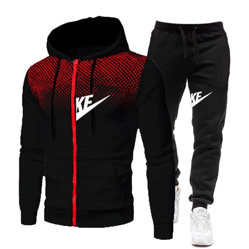 2024 New Men's Autumn Winter Sets Zipper Hoodie+Pants Pieces Casual Tracksuit Male Sportswear warm Clothing Sweat Suit