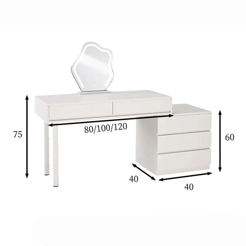 Modern Luxury Dressing Table Drawer Storage White Multifunctional Dressers Makeup Organizer Adjustable Penteadeira Furniture