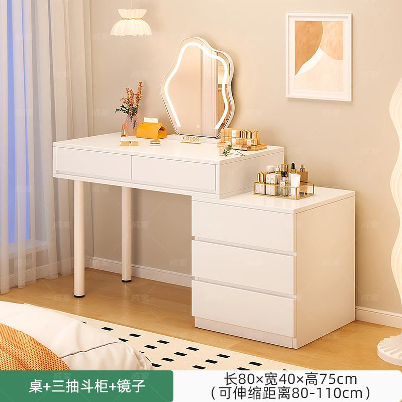 Modern Luxury Dressing Table Drawer Storage White Multifunctional Dressers Makeup Organizer Adjustable Penteadeira Furniture