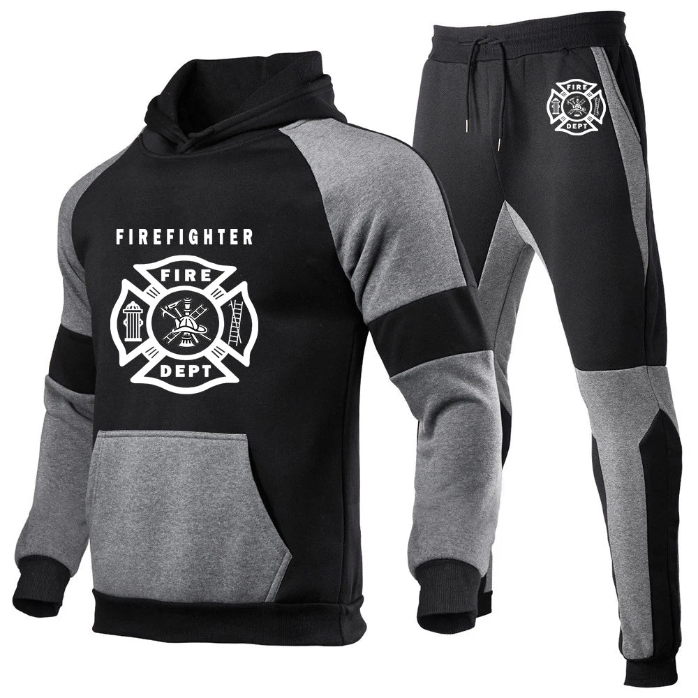 2024 Firefighter Rescue Team New Men Spring and Autumn Comfortable Casual Sports 2-piece Set Long Sleeve Trendy Brand Suit