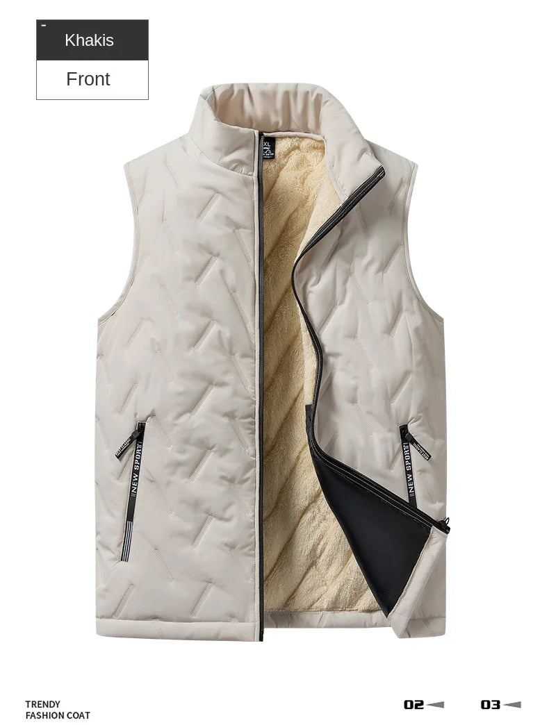 Autumn and winter fashion men's cotton vest jacket casual multifunctional plus size warm standing collar sleeveless men's top