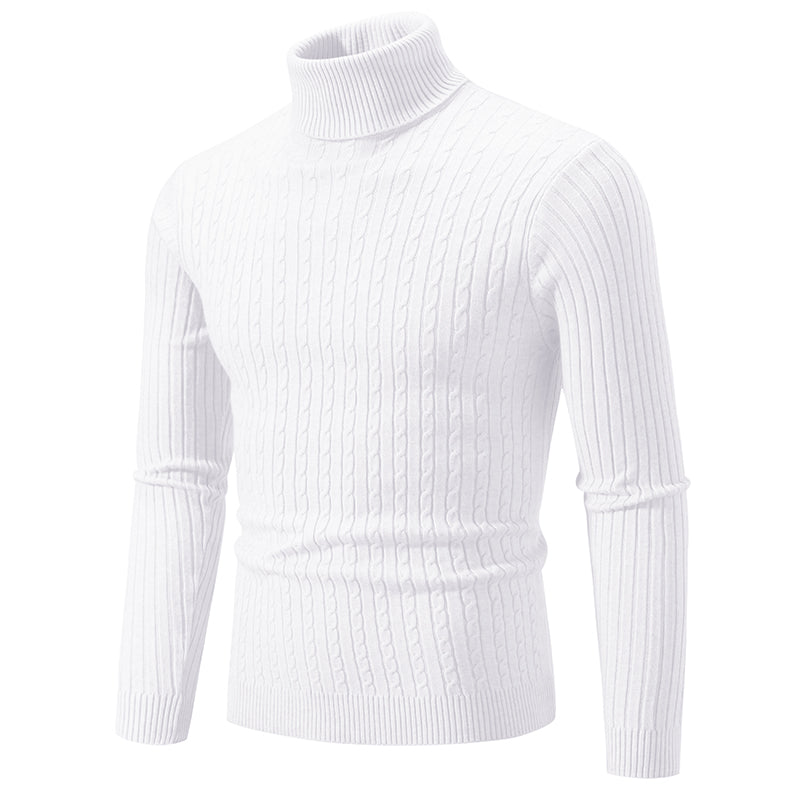 New Men's High Neck Sweater Solid Color Pullover Knitted Warm Casual Turtleneck Sweatwear Woolen Mens Winter Outdoor Tops