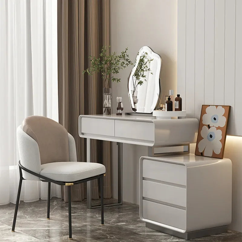 Simple Bedroom Furniture Mordern Dresser Table And Acrylic Chair Combination For Home Minimalist Dressing Makeup Dresser Vanity