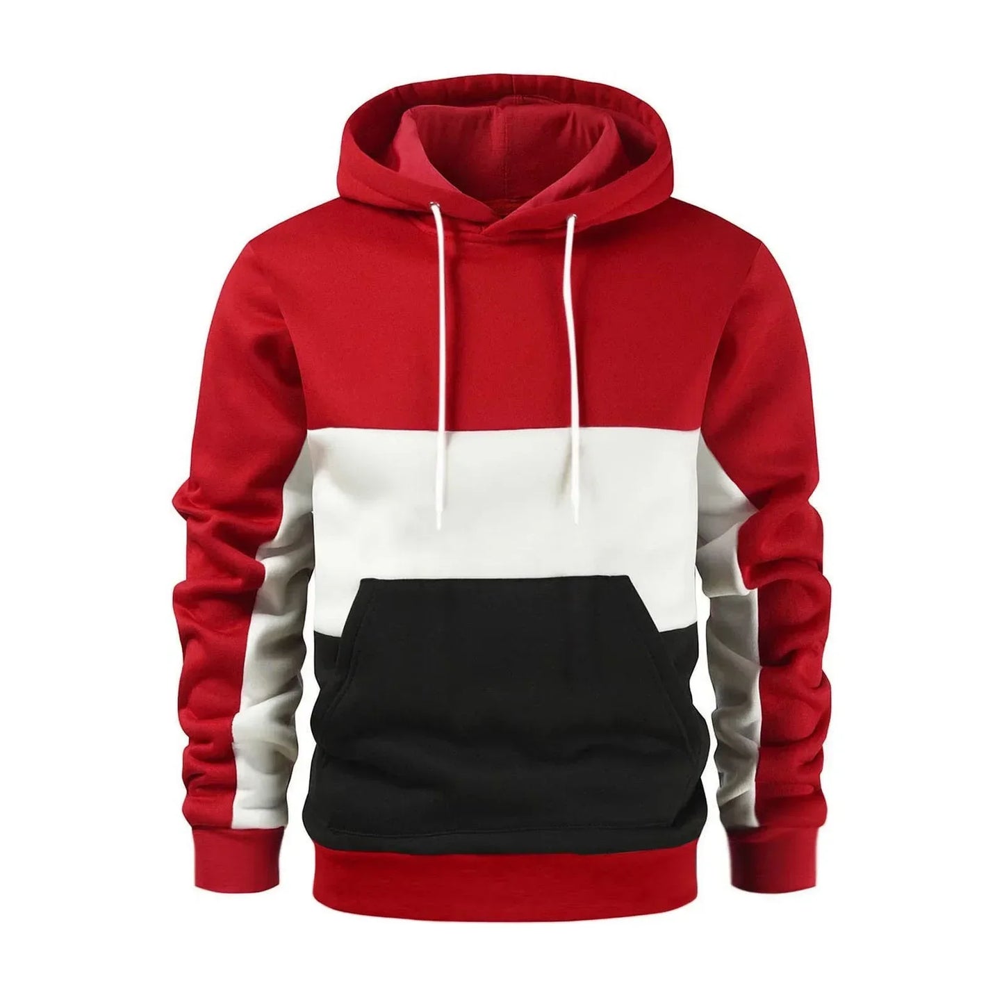 Men's Patchwork Hooded Sweatshirt Hoodies Clothing Casual Loose Fleece Warm Streetwear Male Fashion Autumn Winter Sports Outwear