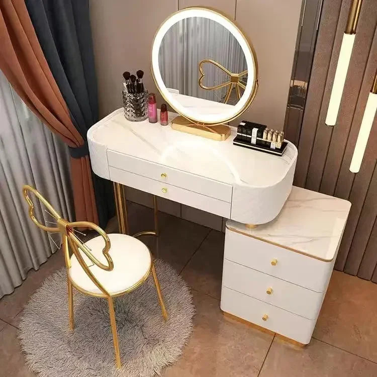 Nordic Makeup Vanity Table With Mirror Dressing Table Dressers For Bedroom Dresser Light Luxury Vanity Desk Bedroom Furniture