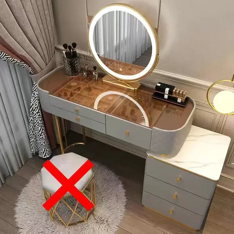 Nordic Makeup Vanity Table With Mirror Dressing Table Dressers For Bedroom Dresser Light Luxury Vanity Desk Bedroom Furniture