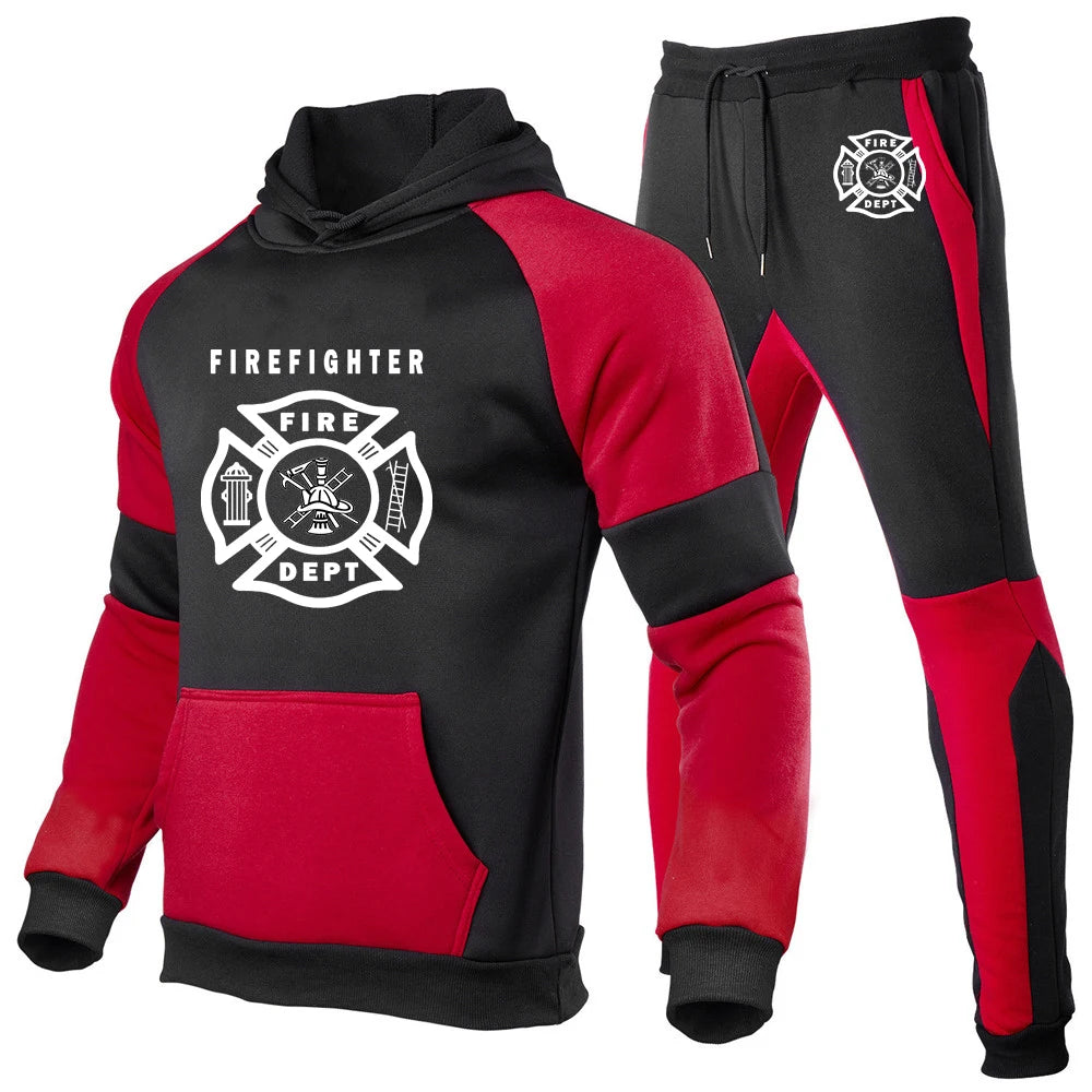 2024 Firefighter Rescue Team New Men Spring and Autumn Comfortable Casual Sports 2-piece Set Long Sleeve Trendy Brand Suit