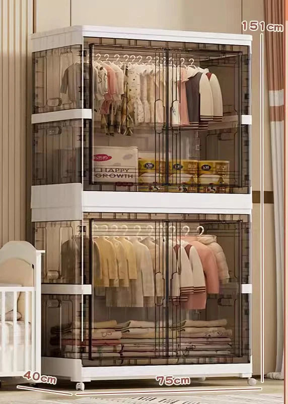 Folding Wardrobe Clothes Cabinets Simple Dressers Cube Storage Locke Closet Plastic Organizer Bin Home Bedroom Cupboard