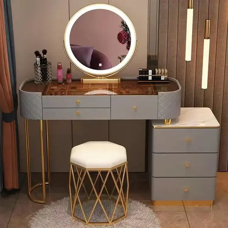 Nordic Makeup Vanity Table With Mirror Dressing Table Dressers For Bedroom Dresser Light Luxury Vanity Desk Bedroom Furniture