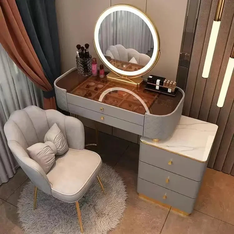 Nordic Makeup Vanity Table With Mirror Dressing Table Dressers For Bedroom Dresser Light Luxury Vanity Desk Bedroom Furniture