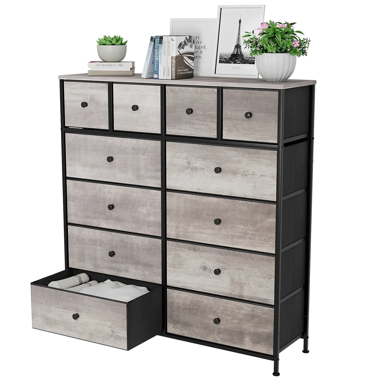 Dresser for Bedroom 12 Drawer, Dressers&Chests of Drawers for Hallway, Entryway, Storage Organizer Unit with Fabric, Metal Frame