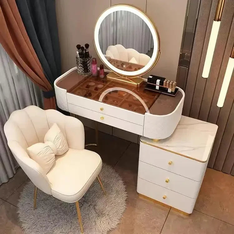 Nordic Makeup Vanity Table With Mirror Dressing Table Dressers For Bedroom Dresser Light Luxury Vanity Desk Bedroom Furniture