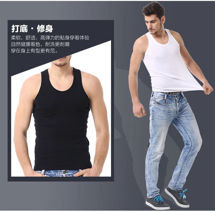 1/3 Pack Four Seasons Men's Cotton Joker Vest Teenagers Simple Fit Sports Fitness T-shirt Middle-aged Casual Sleeveless Shirt