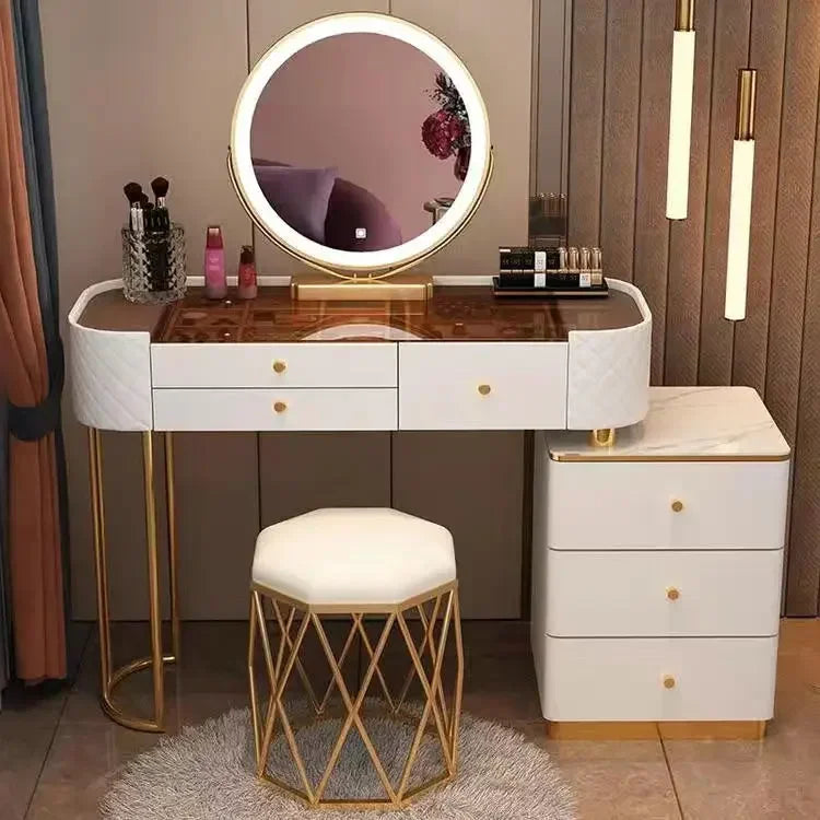 Nordic Makeup Vanity Table With Mirror Dressing Table Dressers For Bedroom Dresser Light Luxury Vanity Desk Bedroom Furniture