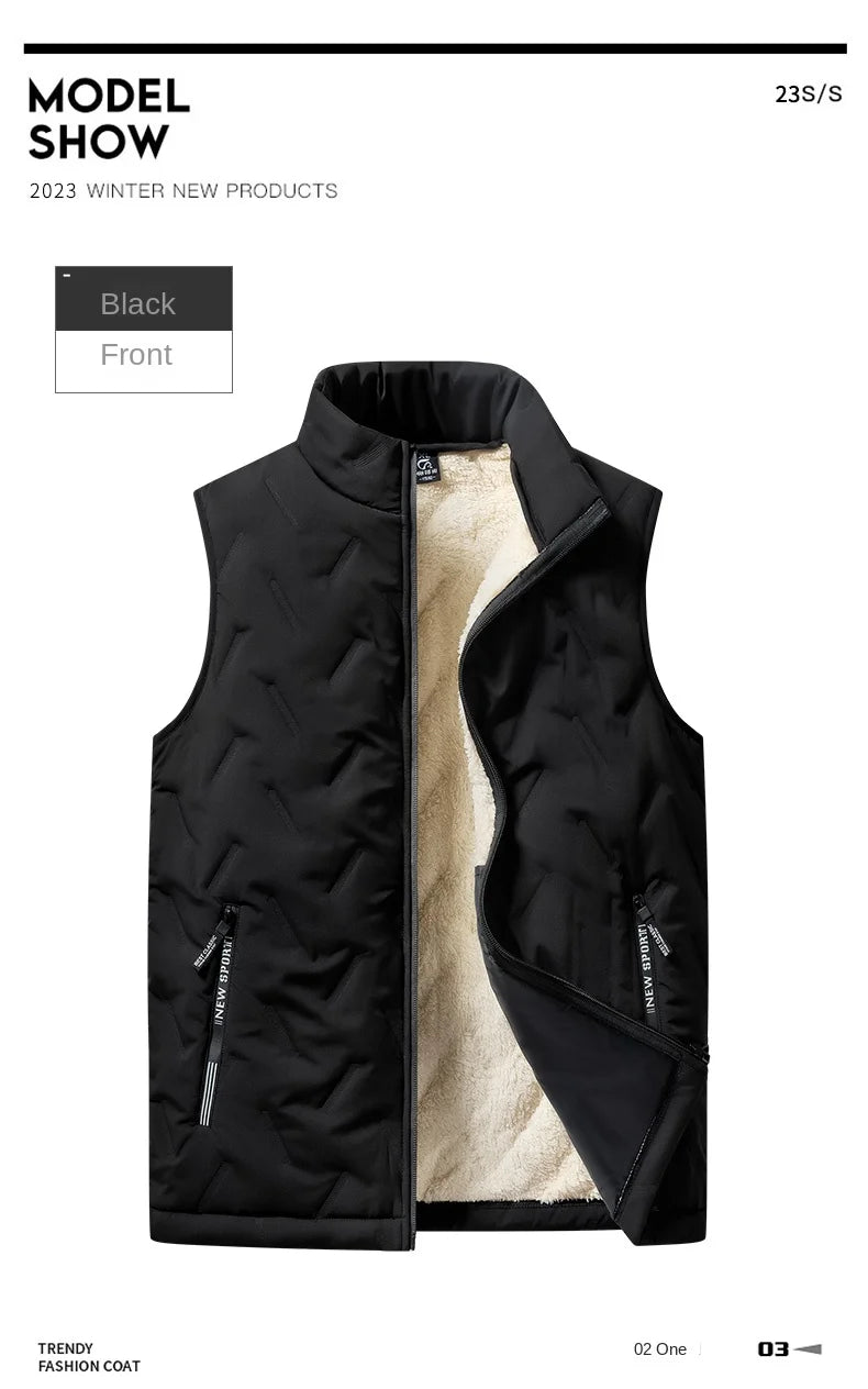 Autumn and winter fashion men's cotton vest jacket casual multifunctional plus size warm standing collar sleeveless men's top