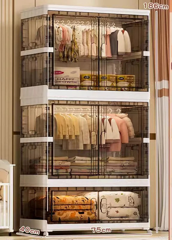 Folding Wardrobe Clothes Cabinets Simple Dressers Cube Storage Locke Closet Plastic Organizer Bin Home Bedroom Cupboard