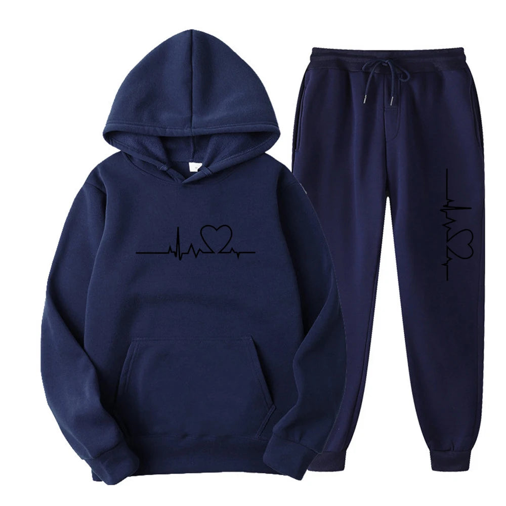 2024 Autumn And Winter Fashion Brand Men Tracksuit New Men's Hoodies + Sweatpants Two Piece Suit Hooded Casual Sets Male Clothes