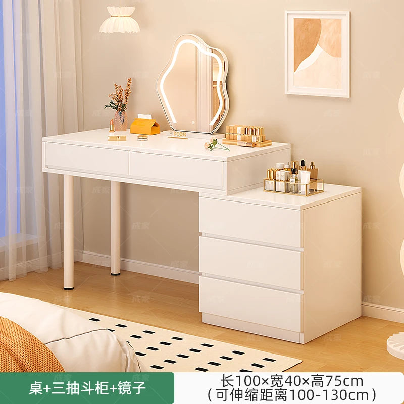 Modern Luxury Dressing Table Drawer Storage White Multifunctional Dressers Makeup Organizer Adjustable Penteadeira Furniture