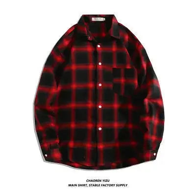 Trendy Black White Plaid Shirt Men's Korean Style Loose Fit Casual Long Sleeve Top Jacket Fashionable Spring Autumn