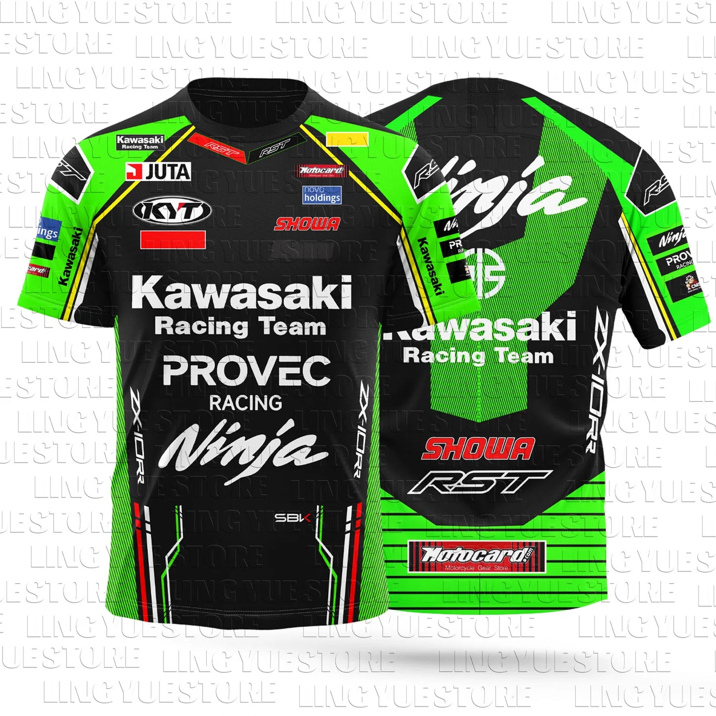 2024 New Kawasaki Racing Motorcycle Race Men's and Women's Summer Enthusiasts 3D Printed Breathable Casual T-shirt ZX-10RR Model