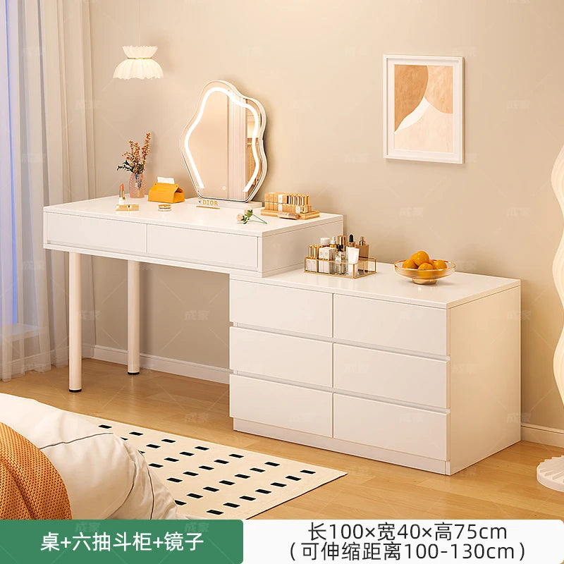 Modern Luxury Dressing Table Drawer Storage White Multifunctional Dressers Makeup Organizer Adjustable Penteadeira Furniture