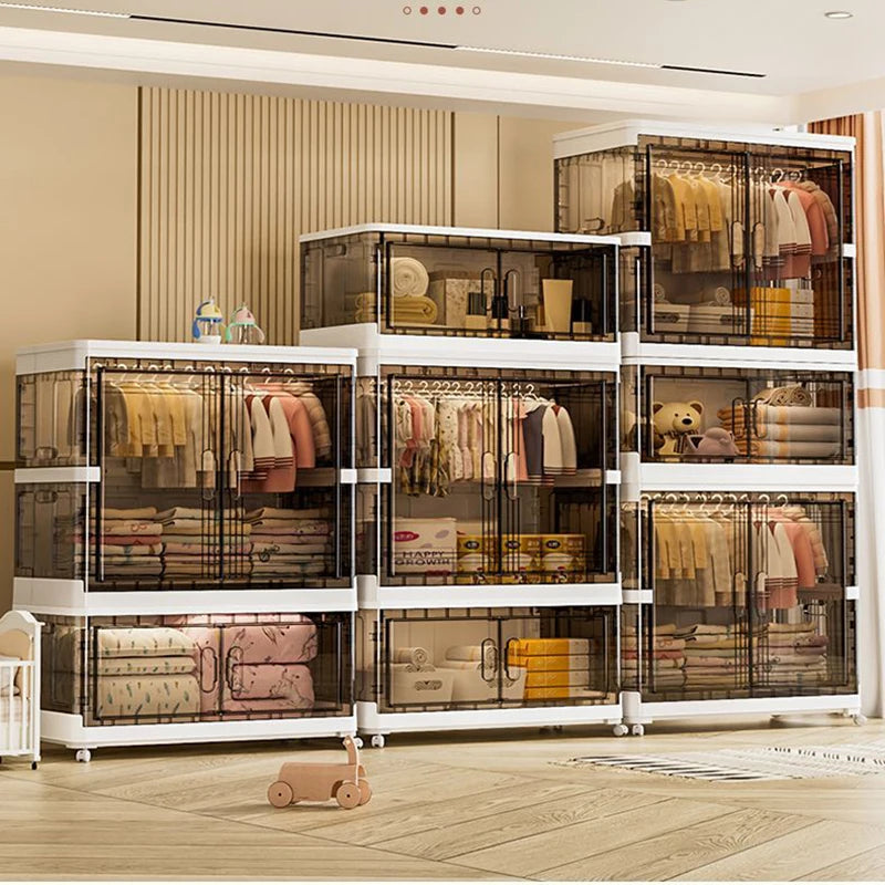 Folding Wardrobe Clothes Cabinets Simple Dressers Cube Storage Locke Closet Plastic Organizer Bin Home Bedroom Cupboard