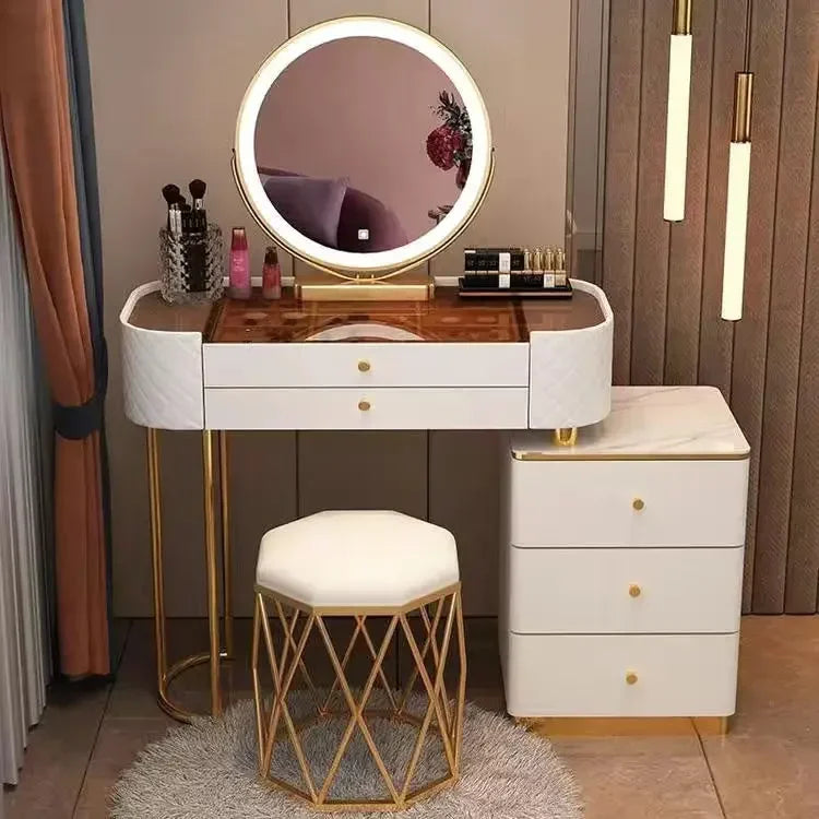 Nordic Makeup Vanity Table With Mirror Dressing Table Dressers For Bedroom Dresser Light Luxury Vanity Desk Bedroom Furniture