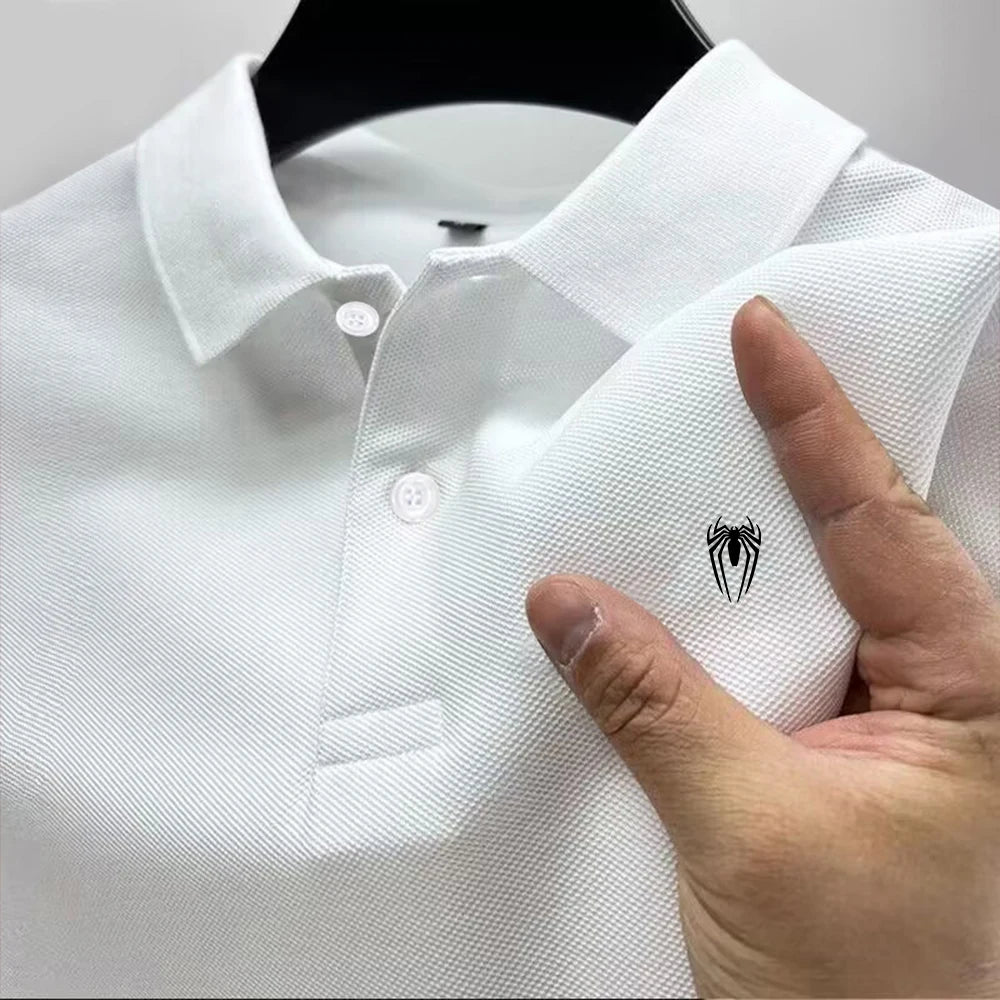 Summer new men's polo collar shirt, casual and versatile, high-quality short sleeved printed multi-color T-shirt top for busines