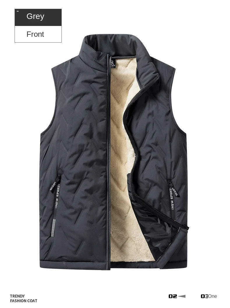 Autumn and winter fashion men's cotton vest jacket casual multifunctional plus size warm standing collar sleeveless men's top