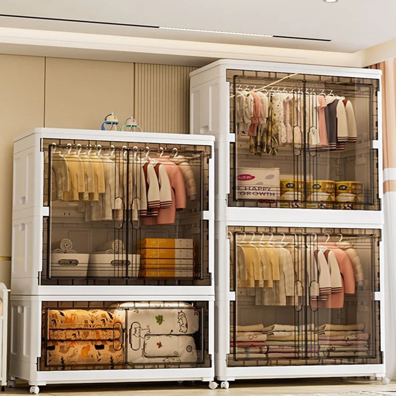 Folding Wardrobe Clothes Cabinets Simple Dressers Cube Storage Locke Closet Plastic Organizer Bin Home Bedroom Cupboard