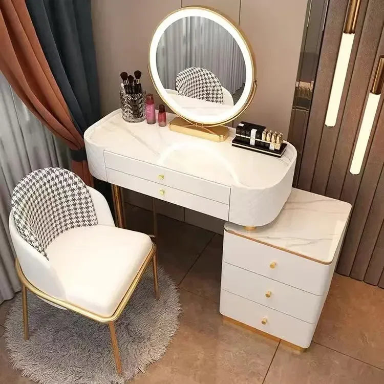 Nordic Makeup Vanity Table With Mirror Dressing Table Dressers For Bedroom Dresser Light Luxury Vanity Desk Bedroom Furniture