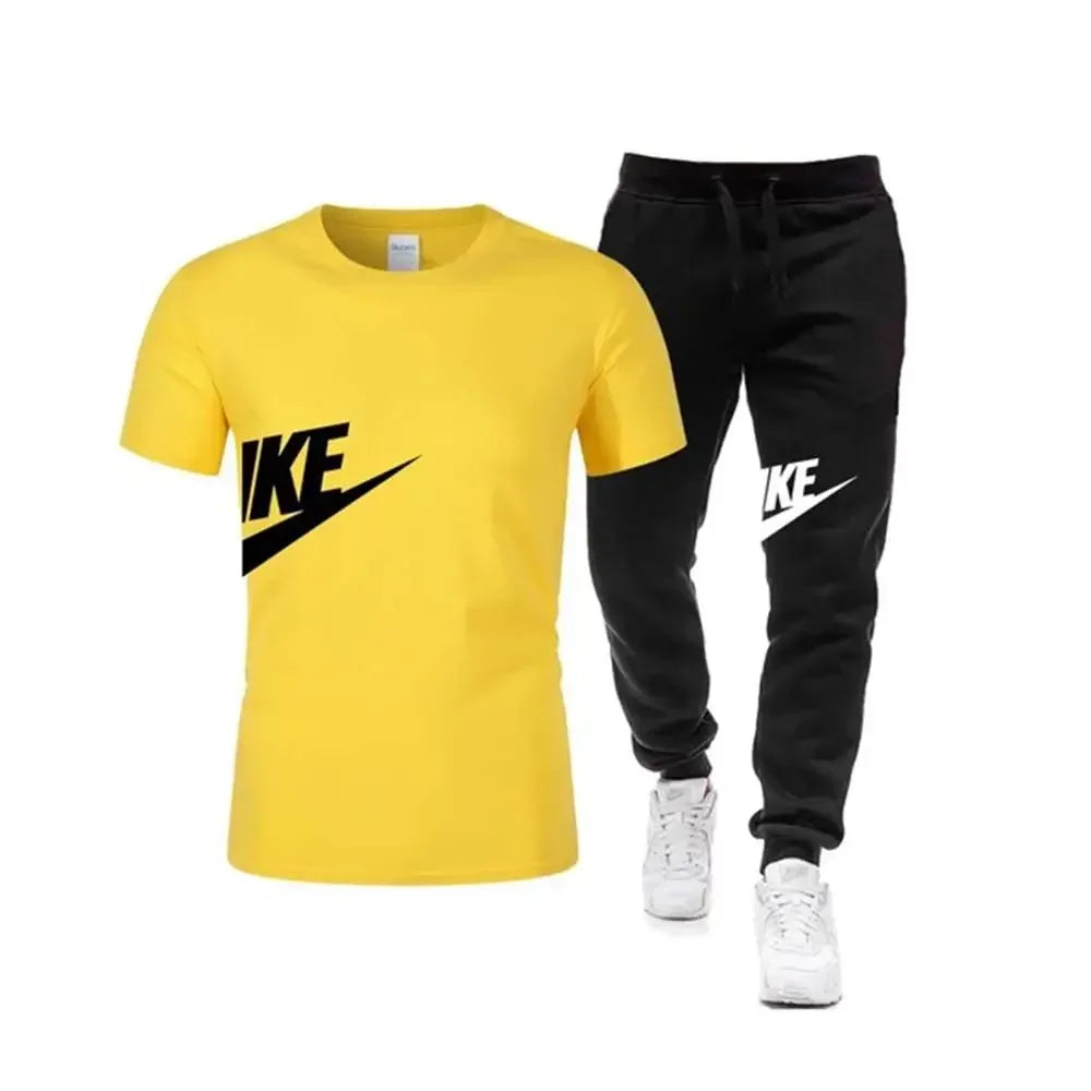 Men's Short sleeve Pants T-shirt, 2 piece set, Comfort, Casual, Fitness, Sports, 2024