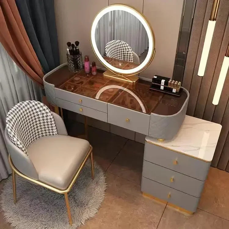 Nordic Makeup Vanity Table With Mirror Dressing Table Dressers For Bedroom Dresser Light Luxury Vanity Desk Bedroom Furniture