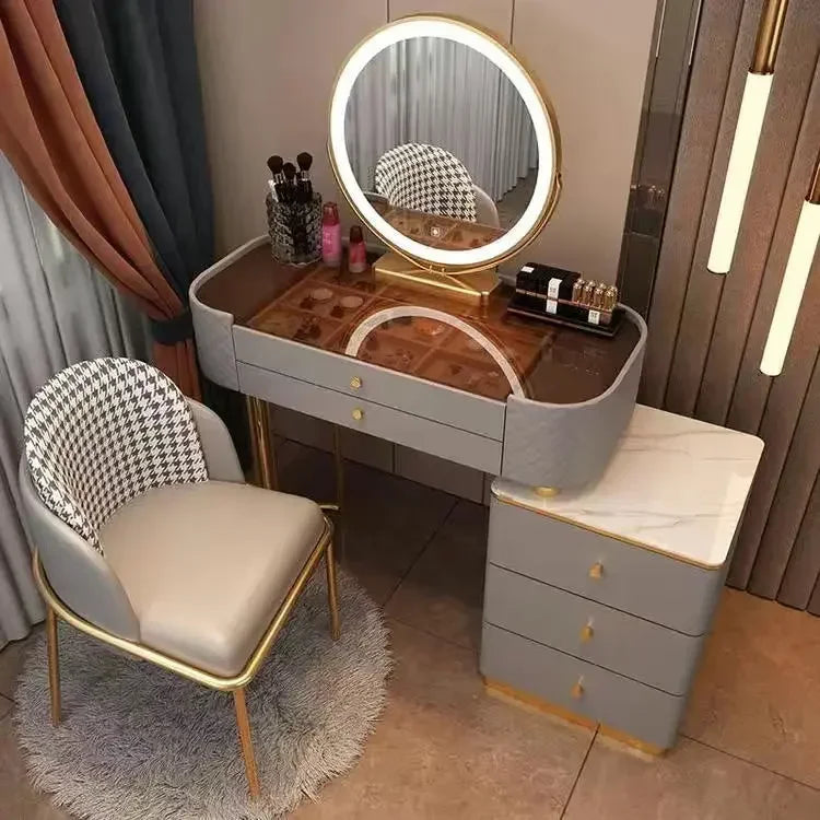 Nordic Makeup Vanity Table With Mirror Dressing Table Dressers For Bedroom Dresser Light Luxury Vanity Desk Bedroom Furniture