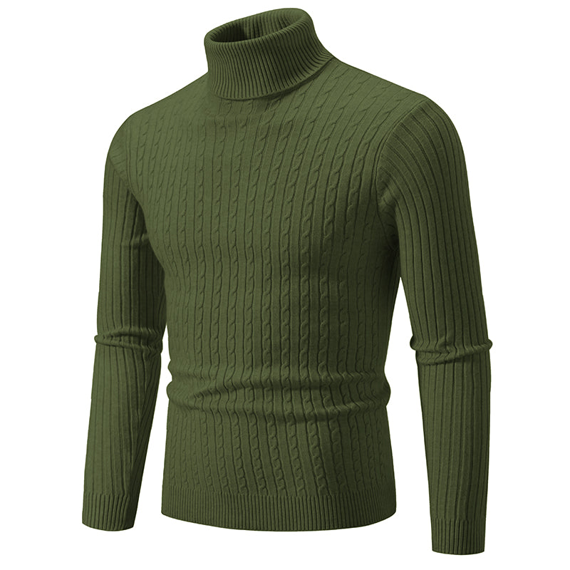 New Men's High Neck Sweater Solid Color Pullover Knitted Warm Casual Turtleneck Sweatwear Woolen Mens Winter Outdoor Tops